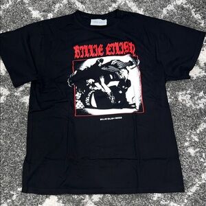 NWOT Billie Eilish Black Graphic T-Shirt with Red and White Design